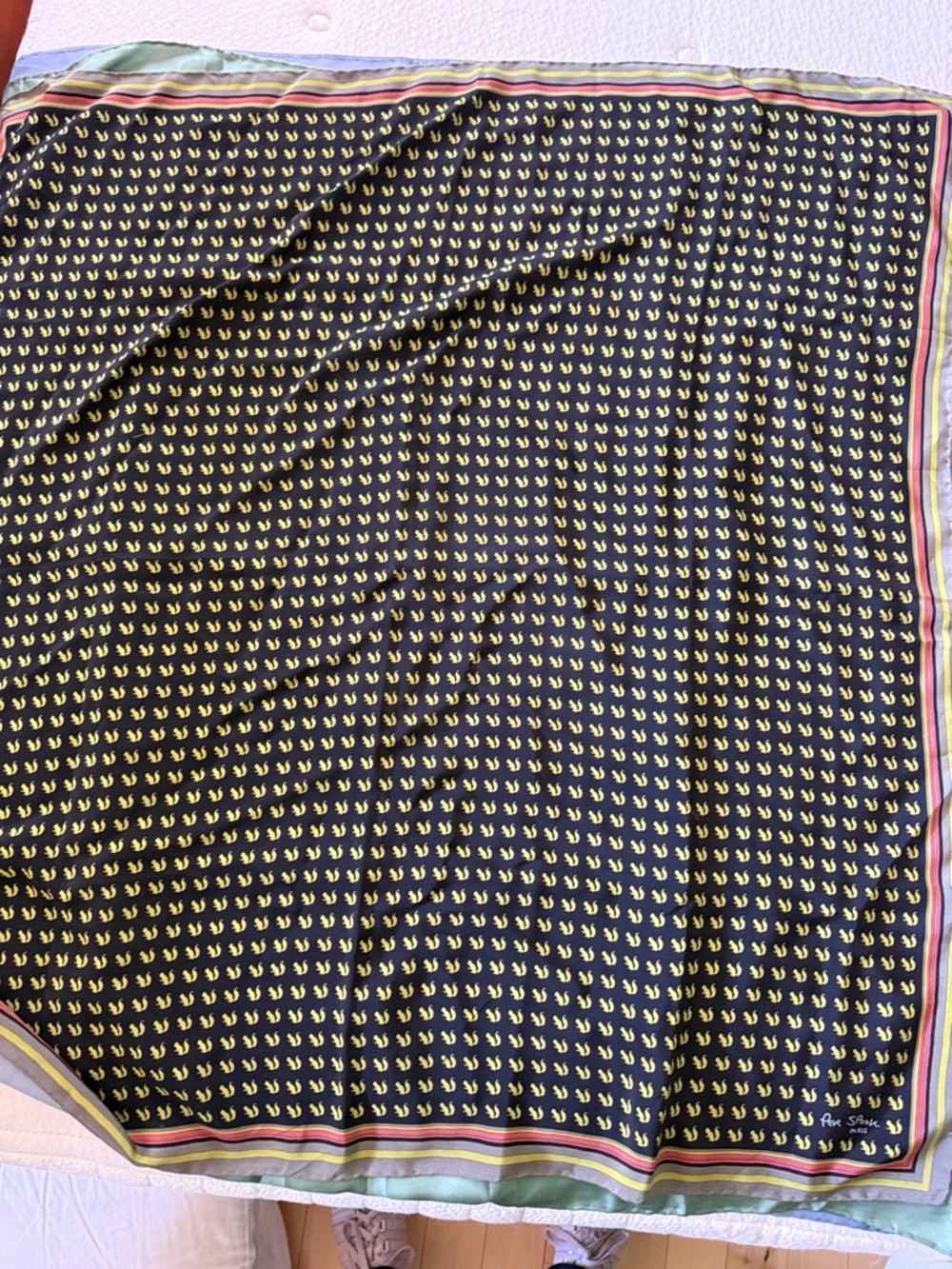 Black and Yellow Patterned Square Scarf